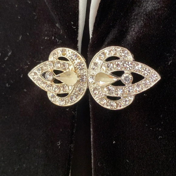 Alex Evenings Size XL Black Formal Velvet Blazer Satin Lapel Rhinestone Clasp - Picture 8 of 12